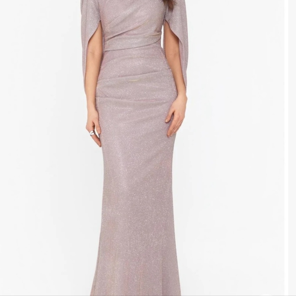 Party dress Metallic Cape-Sleeve Gown